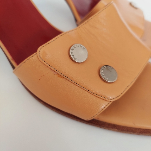 Vintage Burberry Leather Studded Accents Slides - Picture 6 of 15